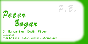 peter bogar business card